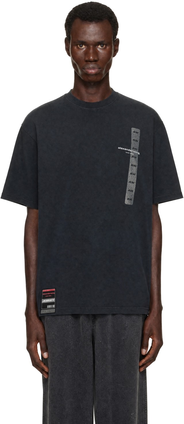 Alexander Wang: Black Short Sleeve Flasher Graphic T-shirt | SSENSE