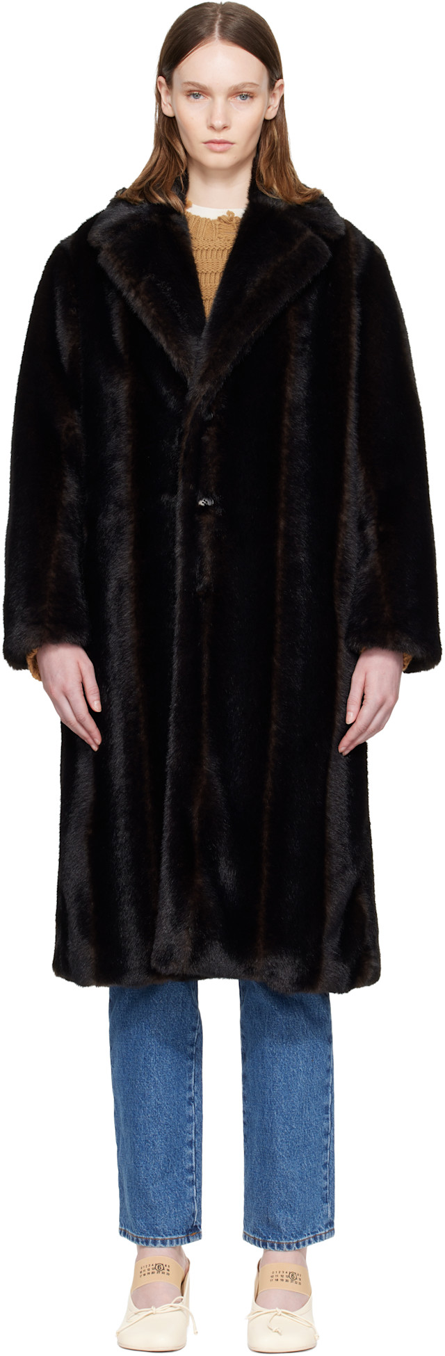 n*♡様 美品 MM⑥ Maison Margiela ファーベストコート MM6 Maison Margiela: Brown Faux-Fur Coat | SSENSE