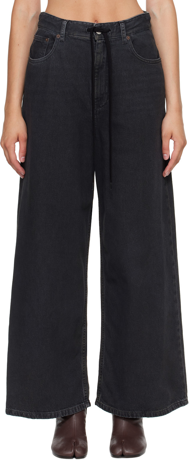 MM6 Maison Margiela: Black Drawstring Jeans | SSENSE