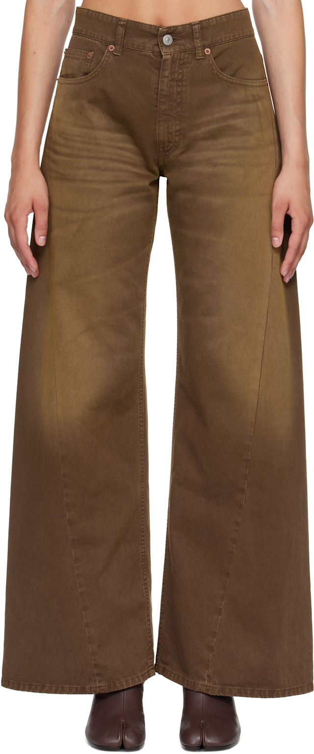MM6 Maison Margiela ブラウンレースショートパンツ 36 MM6 Maison Margiela: Brown Faded Trousers | SSENSE
