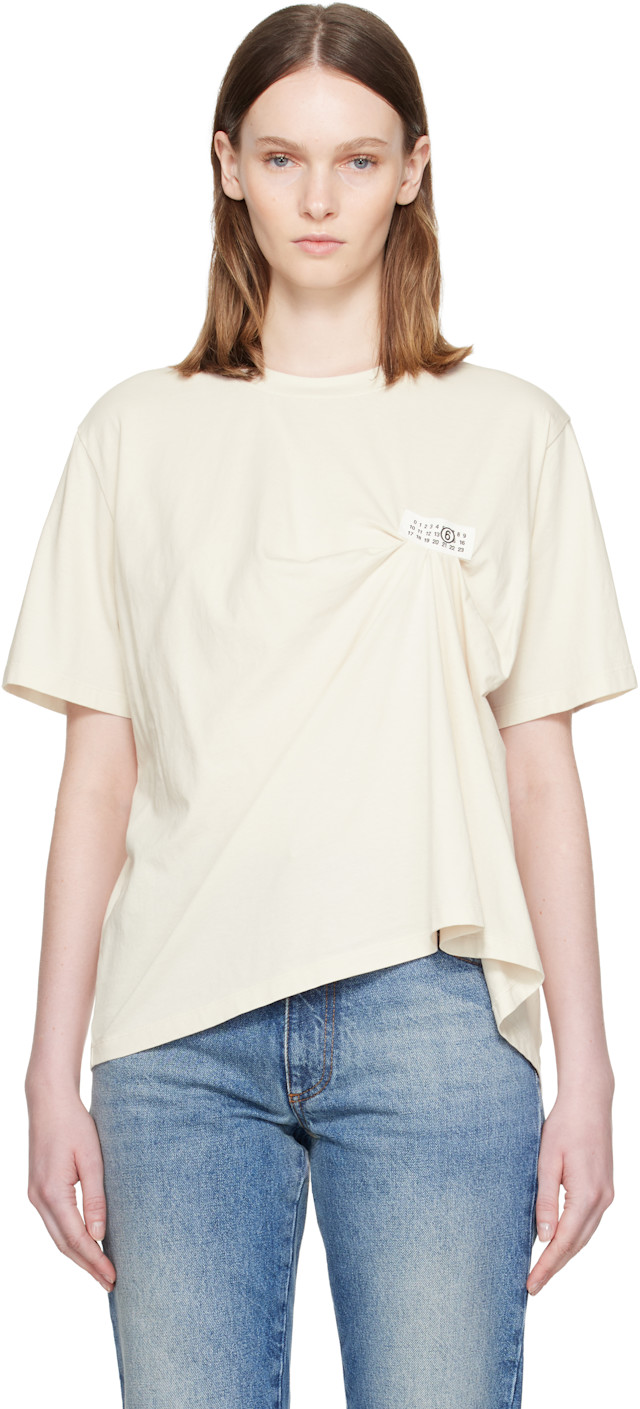 MM6 Maison Margiela: Beige Patch T-shirt | SSENSE