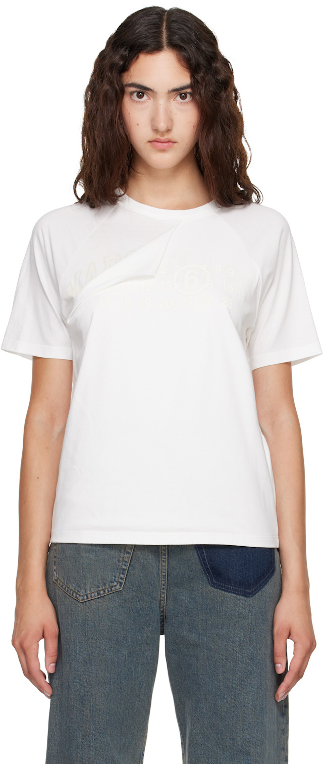 MM6 Maison Margiela: White Folded Logo T-shirt | SSENSE