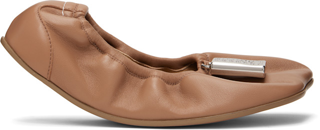 maison margiela バレリーナ　MM6 MM6 Maison Margiela: Brown Numeric Anatomic Ballerina Flats | SSENSE