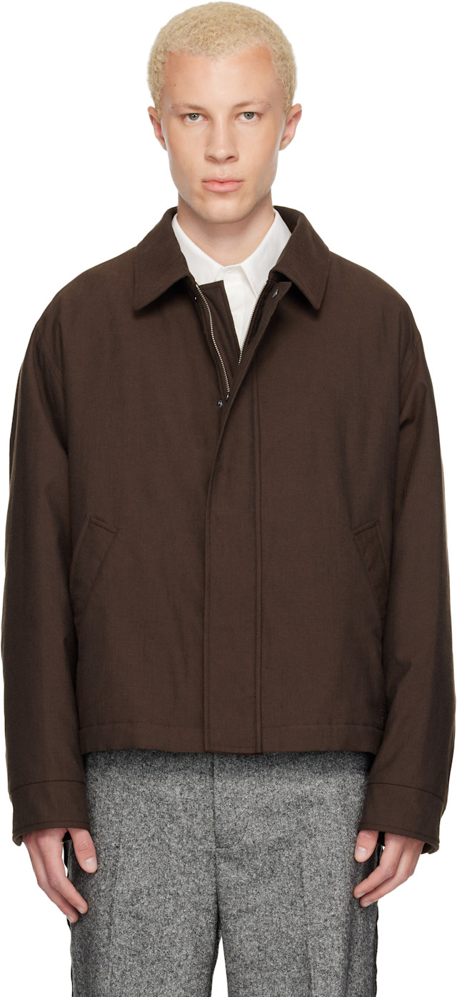 Maison Margiela ウールジャケット シェットランドジャケット MM6 Maison Margiela: Brown Insulated Cotton Wool Jacket | SSENSE