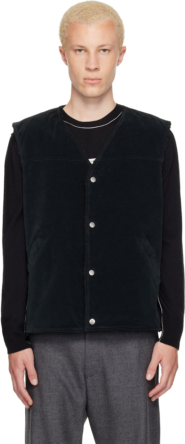 MM6 Maison Margiela: ブラック フェイクスエード ベスト | SSENSE 日本