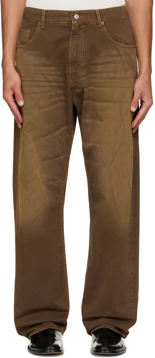 MM6 Maison Margiela: Brown Faded Trousers | SSENSE