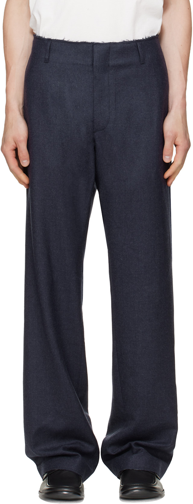 MM6 Maison Margiela: Navy Tailoring Wool Trousers | SSENSE