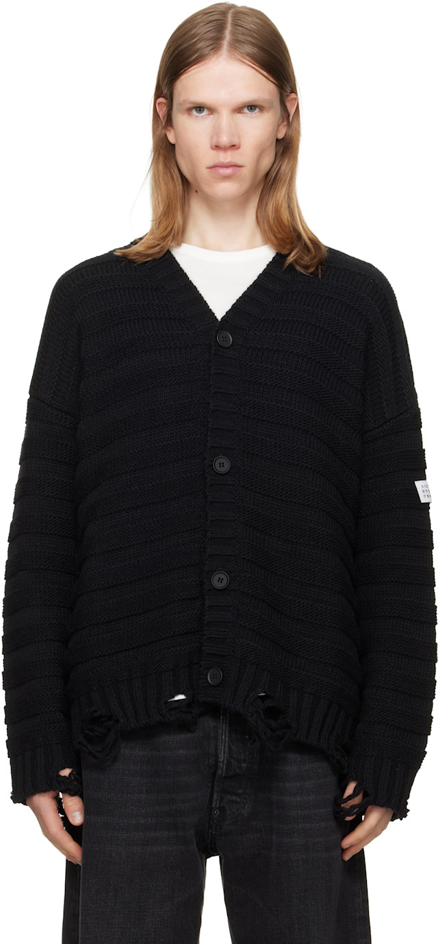 MM6 Maison Margiela カーディガン ブラック M MM6 Maison Margiela: Black Wool Cardigan | SSENSE