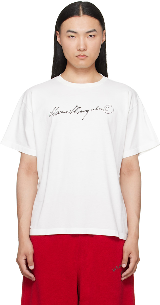 MM6 Maison Margiela: オフホワイト オーバーダイ ジャージ Tシャツ