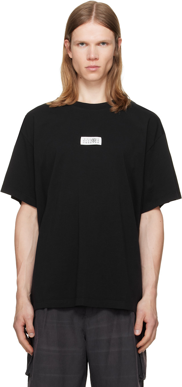 MM6 Maison Margiela: Black Numeric Cotton T-shirt | SSENSE
