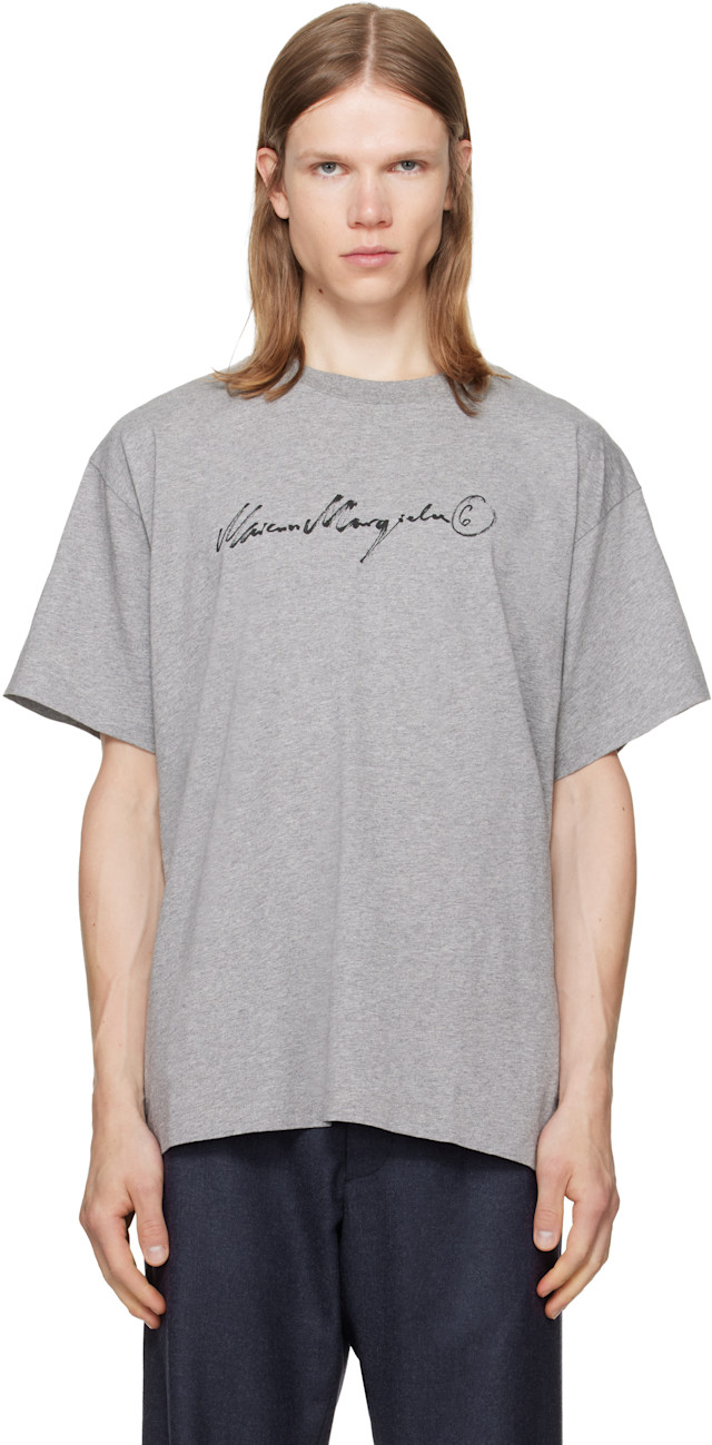 MM6 Maison Margiela: グレー コットンジャージ Tシャツ | SSENSE 日本