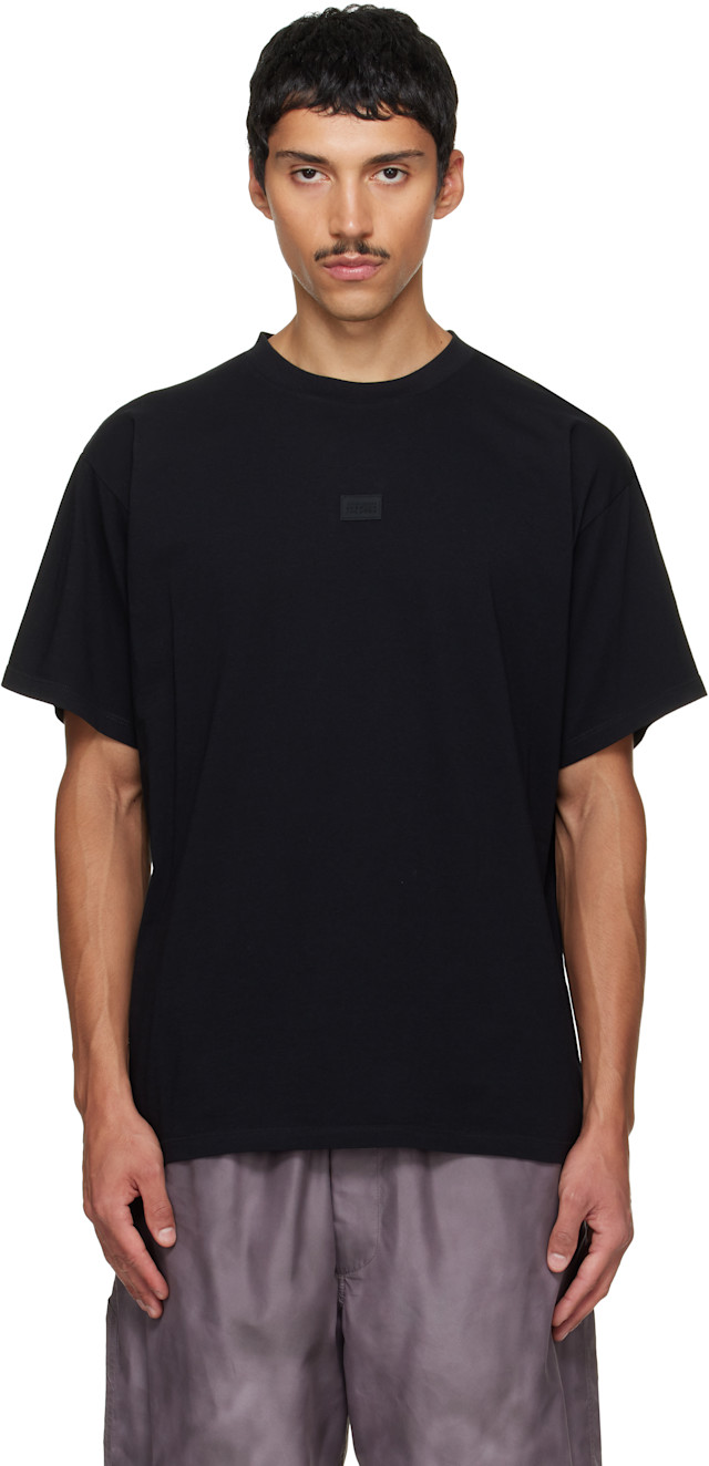 MM6 Maison Margiela: ブラック ロゴパッチ Tシャツ | SSENSE 日本
