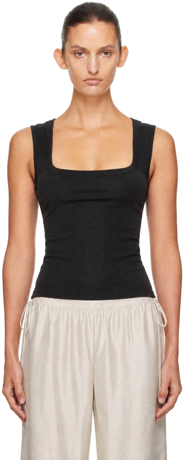 St. Agni: Black Organic Cotton Ballerina Top | SSENSE Canada