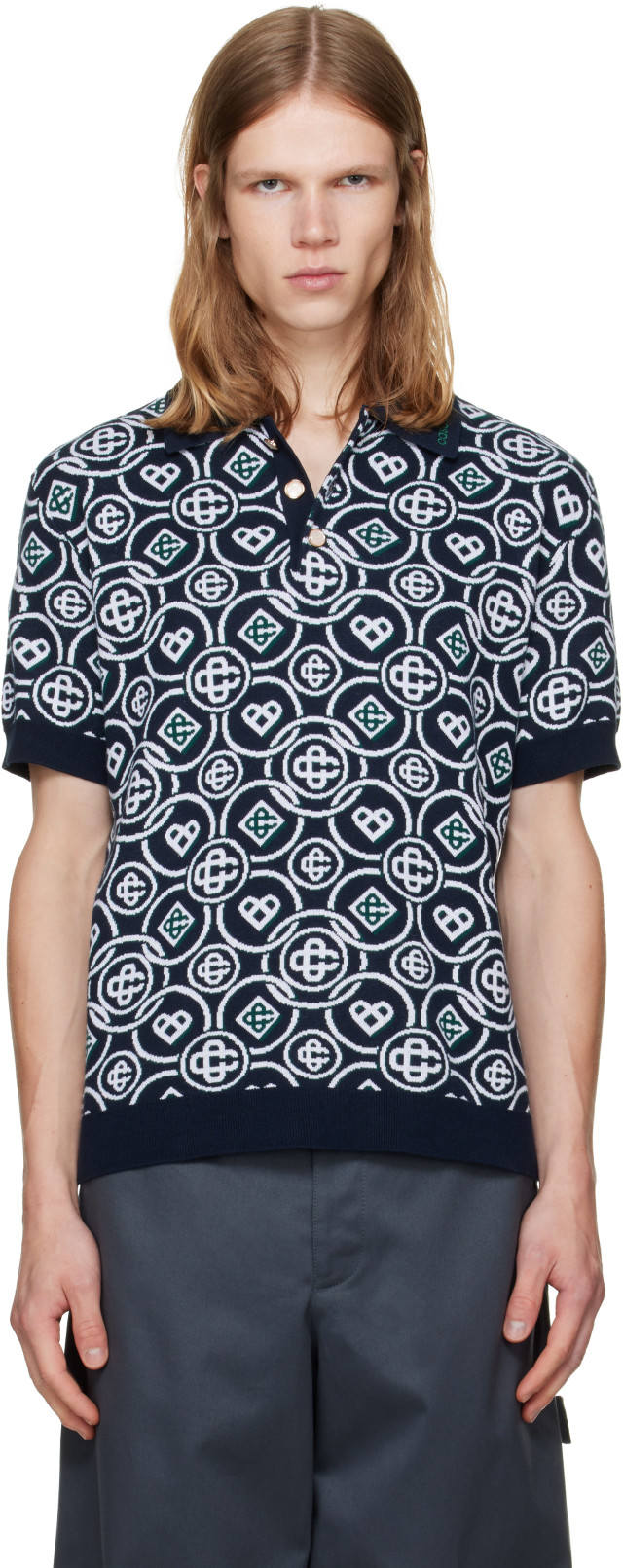 Casablanca ポロシャツ casablanca-black-icon-monogram