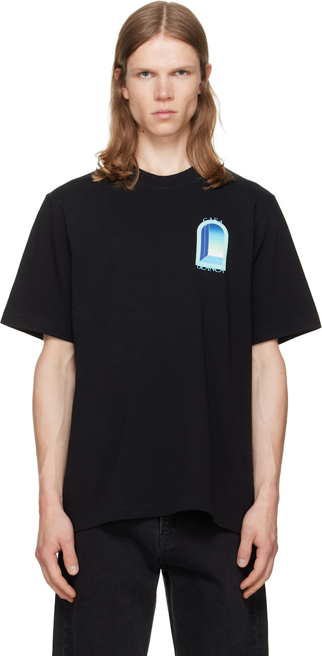 Casablanca: Black 'L'Arche' Short Sleeve T‑shirt | SSENSE