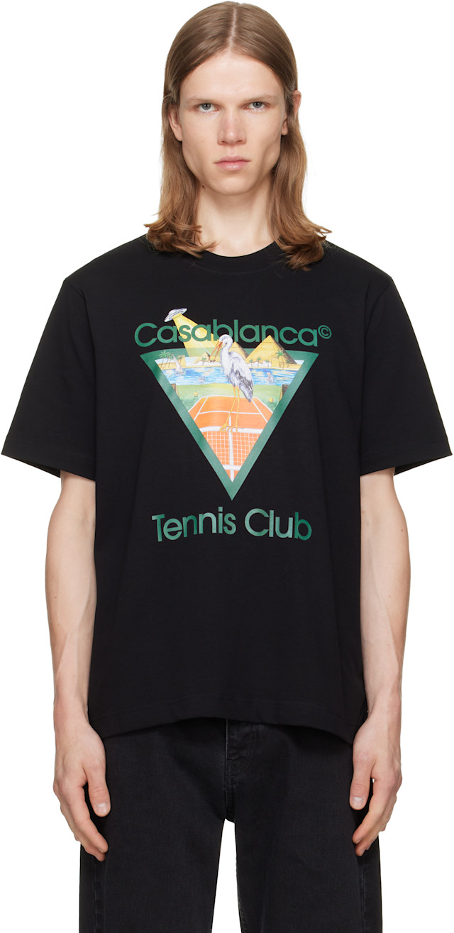 Casablanca: Black Tennis Club Icon Pyramid Abduction Short Sleeve