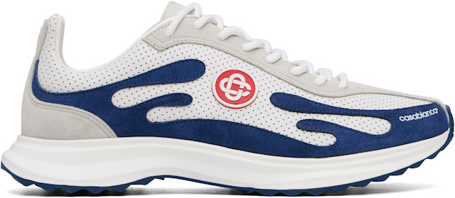 Casablanca: White & Navy Stade Sneakers | SSENSE