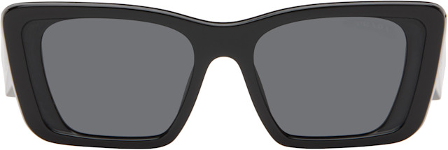 Prada Eyewear: Black Thick Cat Eye Acetate Sunglasses | SSENSE