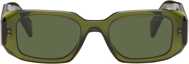 Prada Eyewear: グリーン 'Prada Symbole' サングラス | SSENSE 日本