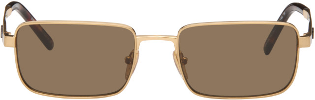 Prada Eyewear: ゴールド 'Prada Logo' サングラス | SSENSE 日本