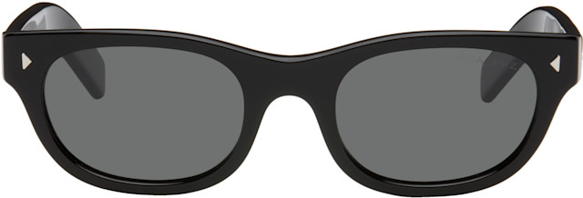 【試着程度】PRADA オーバルサングラス ブラック イタリア製 Prada Eyewear: ブラック オーバルサングラス | SSENSE 日本