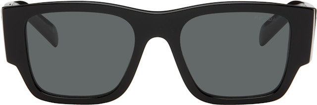 小物 PRADA Sunglasses Black Acetate Triangle Prada Eyewear: Black Triangle Logo Sunglasses | SSENSE