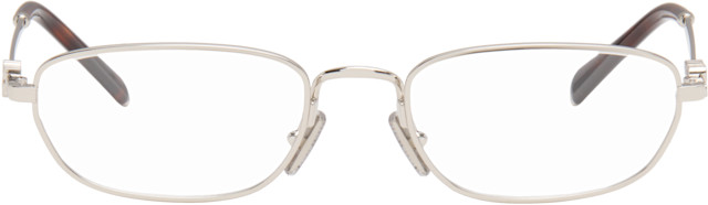 しあ Miu Miu Eyewear: Silver Rectangular Glasses | SSENSE