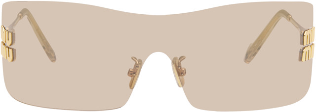 Miu Miu Eyewear: Gold Logo Hardware Sunglasses | SSENSE