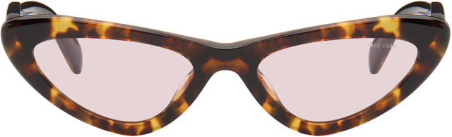 MIUMIU ミュウミュウ サングラス キャット ブラウン　ロゴ Miu Miu Eyewear: ブラウン キャットアイサングラス | SSENSE 日本