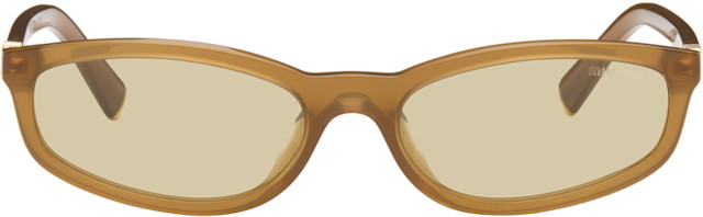 みう 94M Miu Miu Eyewear: Brown Tortoiseshell Rectangular Sunglasses