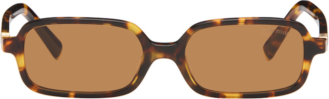miu miu ブラウン スクエア サングラス Miu Miu Eyewear: ブラウン 'Miu Regard' サングラス | SSENSE 日本