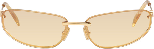 Miu Miu Eyewear: ゴールド リムレス メタル オーバルサングラス