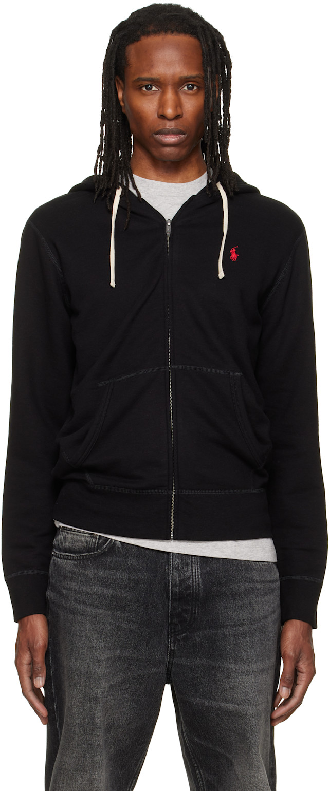 Polo Ralph Lauren ブラック フーディ M Polo Ralph Lauren: Black Fleece Full-Zip Hoodie | SSENSE