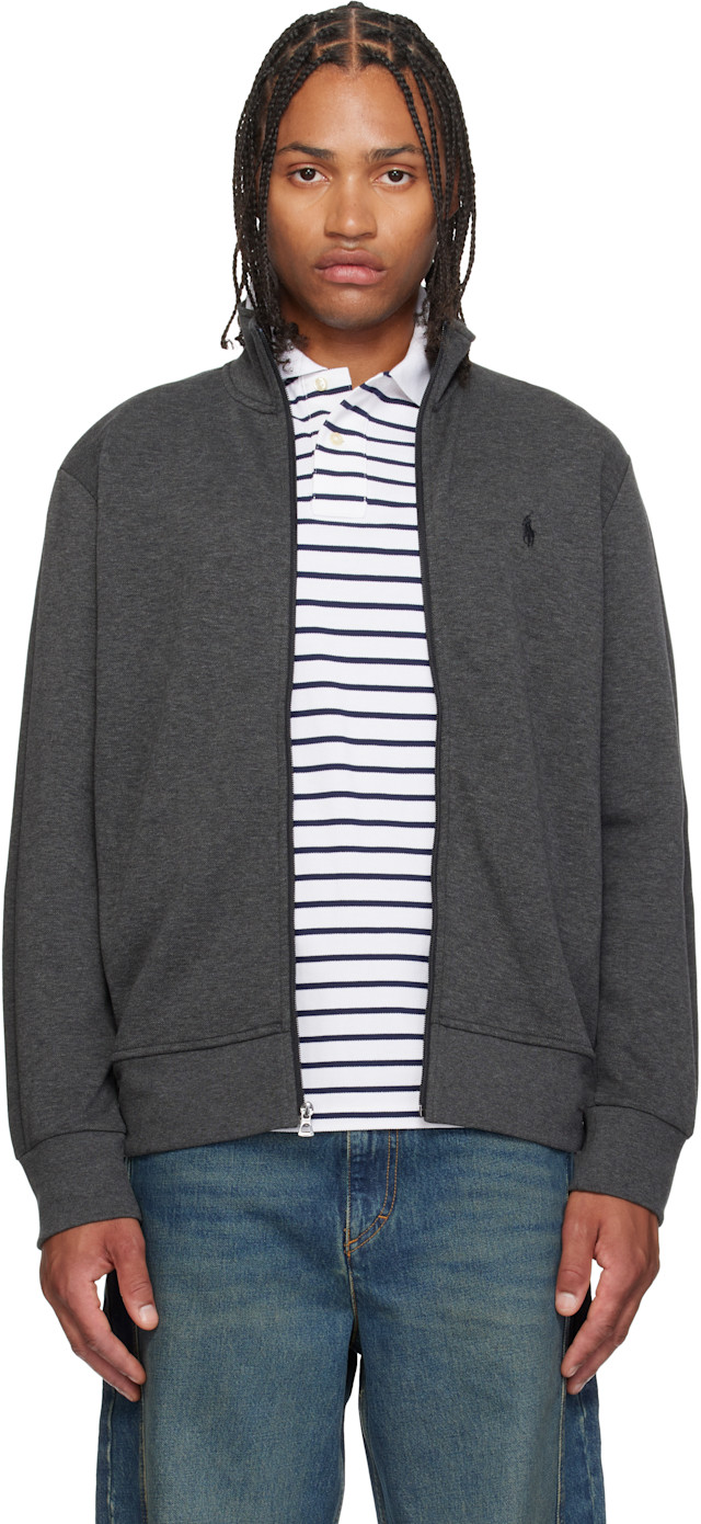 Polo Ralph Lauren: Gray Mock Neck Zip-Up Sweater | SSENSE