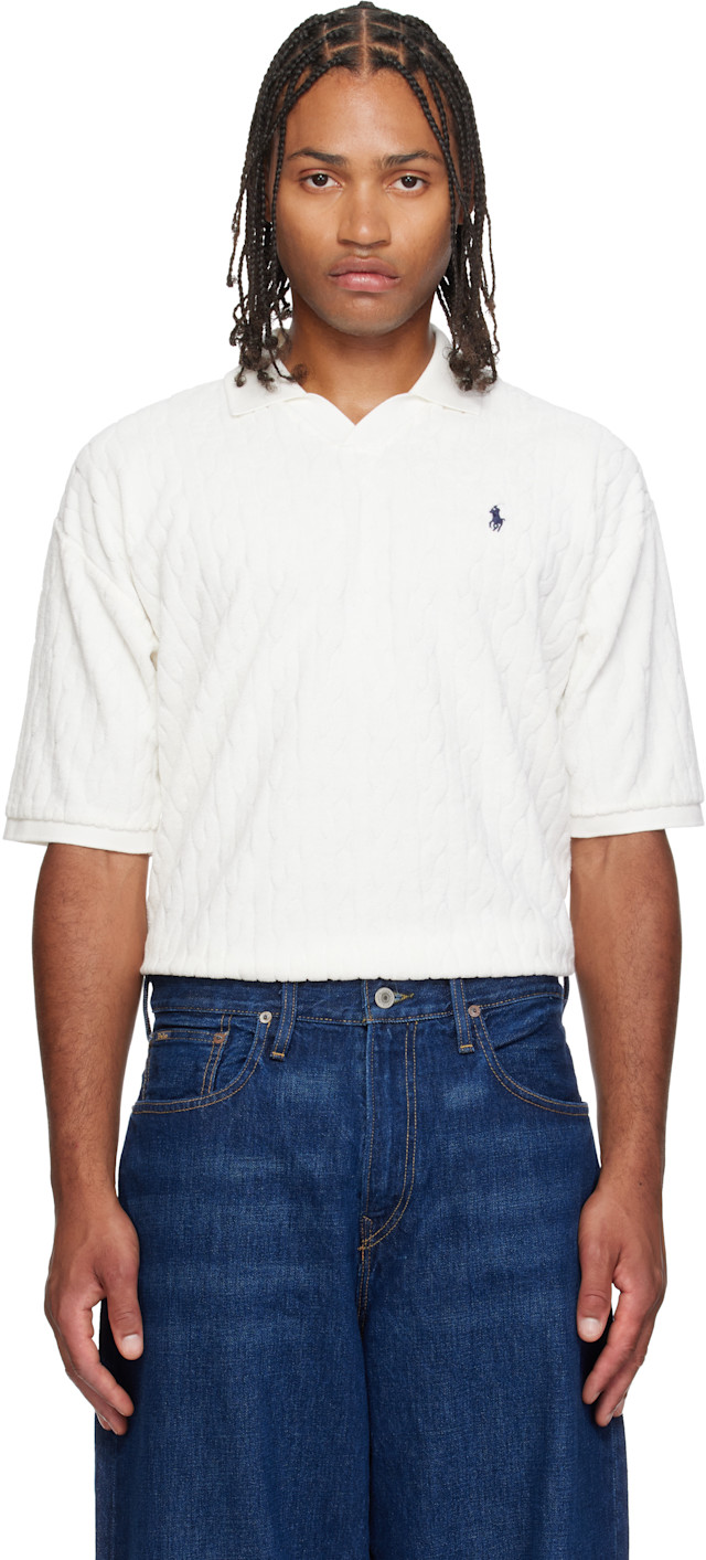 Polo Ralph Lauren: Off-White Cable Terry Polo | SSENSE