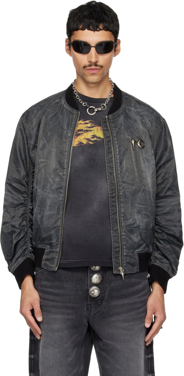 Thug Club: ブラック Jamong Two Tone Washed MA-1 ボンバージャケット