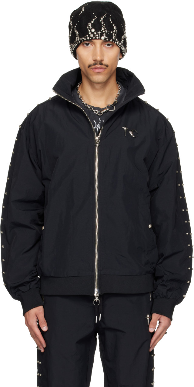 Thug Club: Black Triple Line Stud Track Jacket | SSENSE