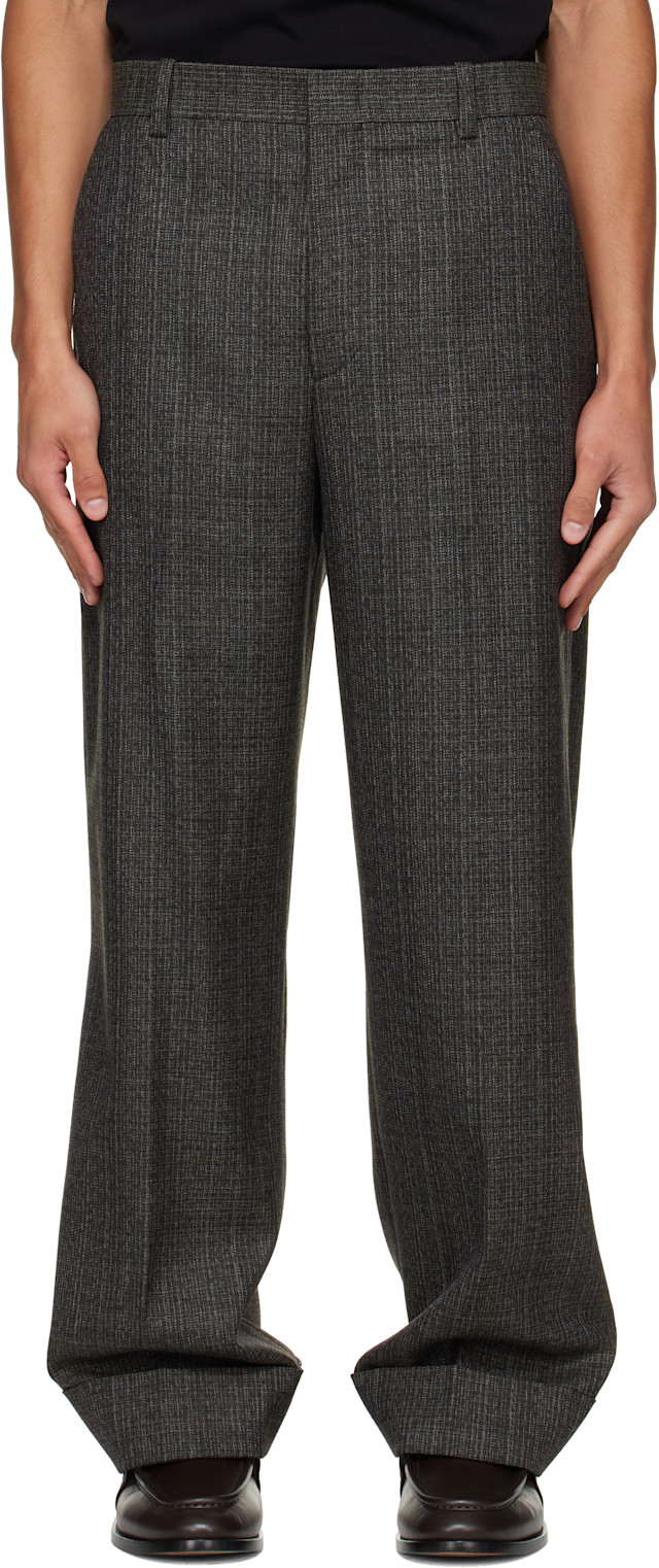 Solid Homme: Brown Tweed Trousers | SSENSE