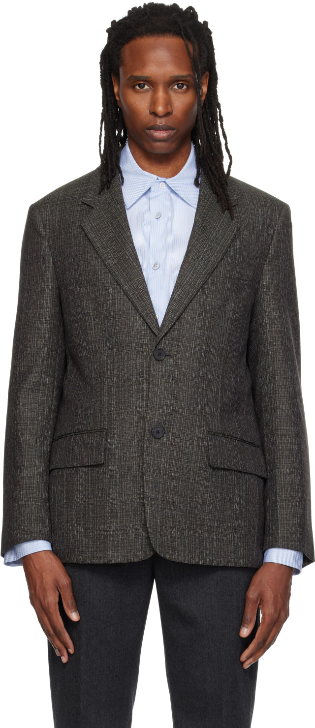 Solid Homme: ブラウン Semi-Over ウール セットアップ テーラード