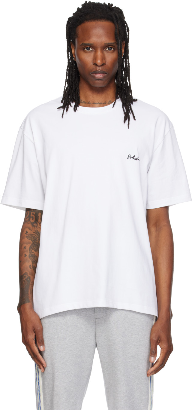 Solid Homme: ホワイトHand-Drawn Tシャツ | SSENSE 日本