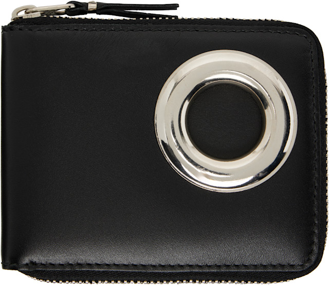 COMME des GARÇONS WALLETS: Black Silver Eyelet Wallet | SSENSE