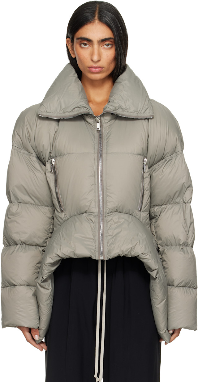 Rick Owens: Taupe Tower Draculimo Down Jacket | SSENSE