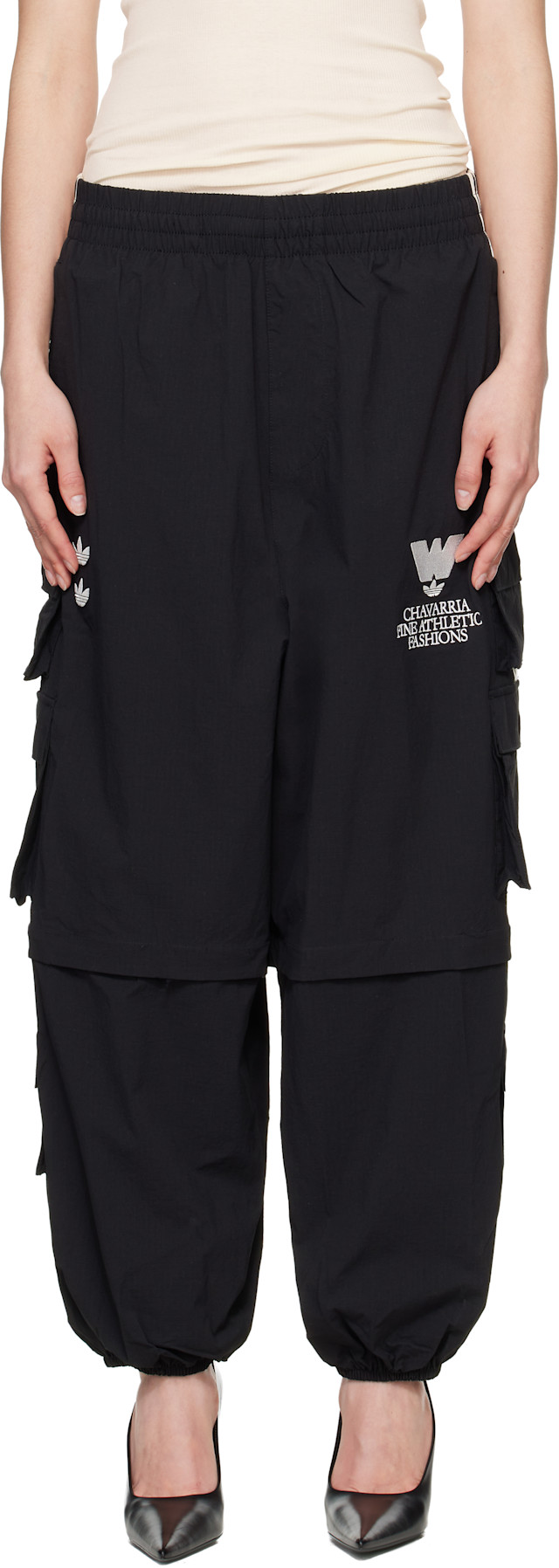 WILLY CHAVARRIA: Black adidas Originals Edition Zip Cargo Pants