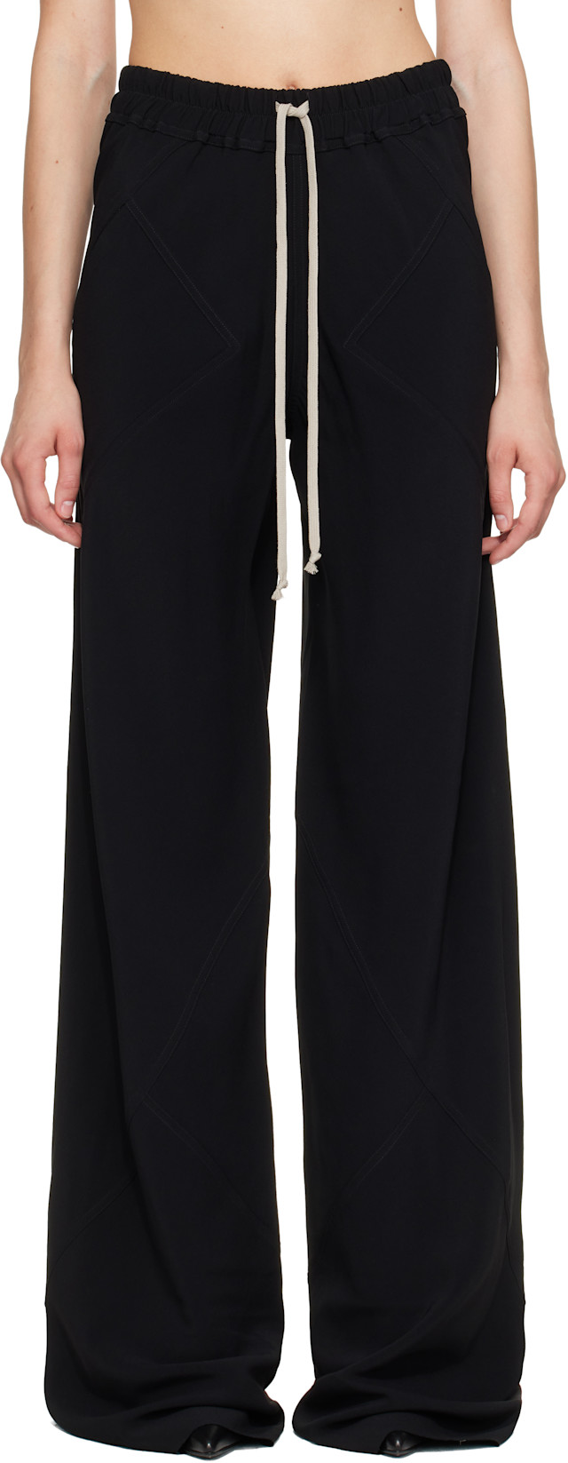 Rick Owens: Black Tower Drawstring Bias Trousers | SSENSE