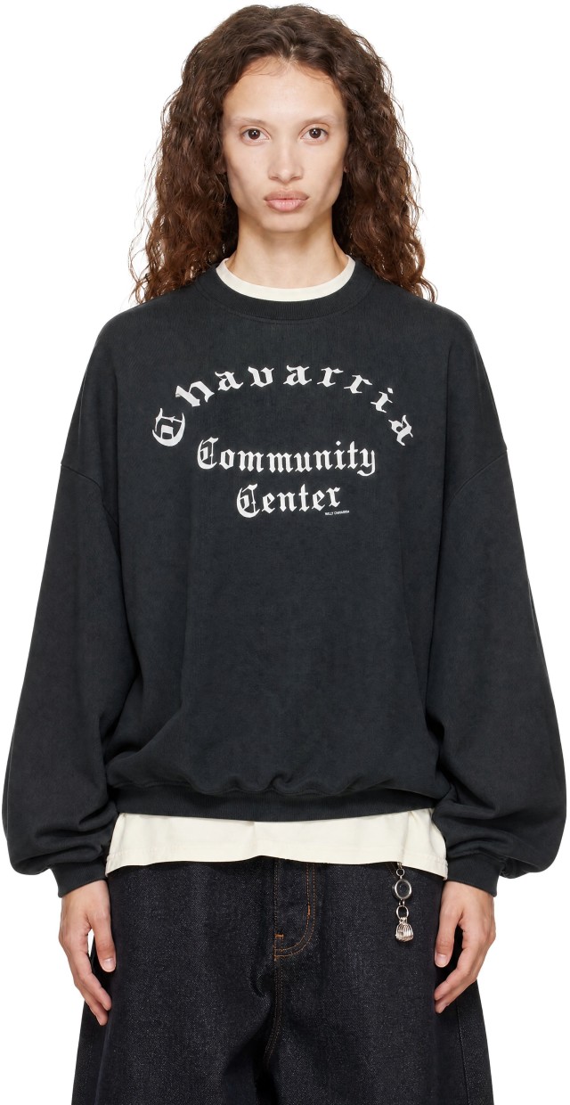 WILLY CHAVARRIA: Black 'Community Center' Sweatshirt | SSENSE