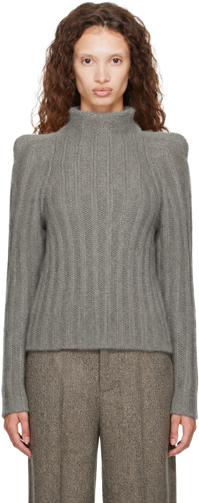 トップス Rick Owens 19aw wool Larry cropped knit Rick Owens: Gray Tower Cropped Con Sweater | SSENSE Canada