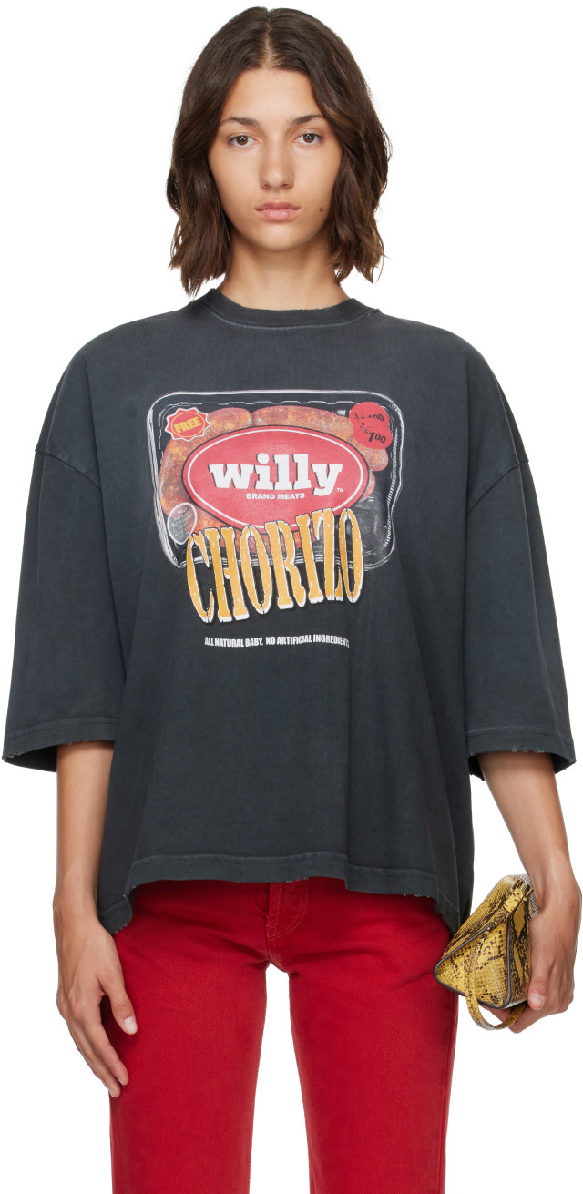 WILLY CHAVARRIA: Black OS 'Especial Chorizo' Buffalo Tee | SSENSE