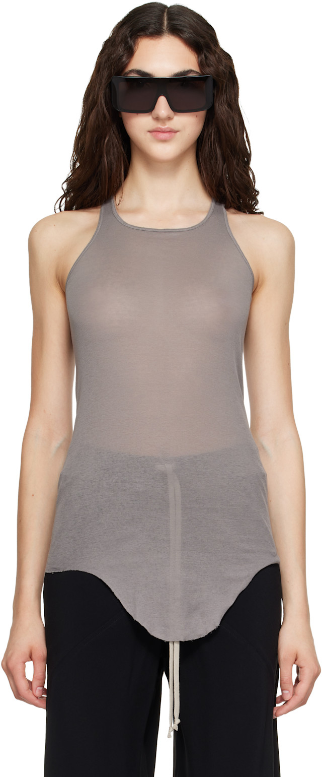 Rick Owens: Gray Tower Basic Rib Tank Top | SSENSE