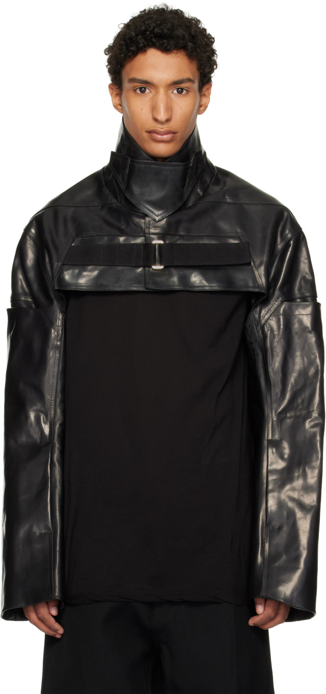 Rick Owens: ブラック Tower Mac クロップド レザージャケット