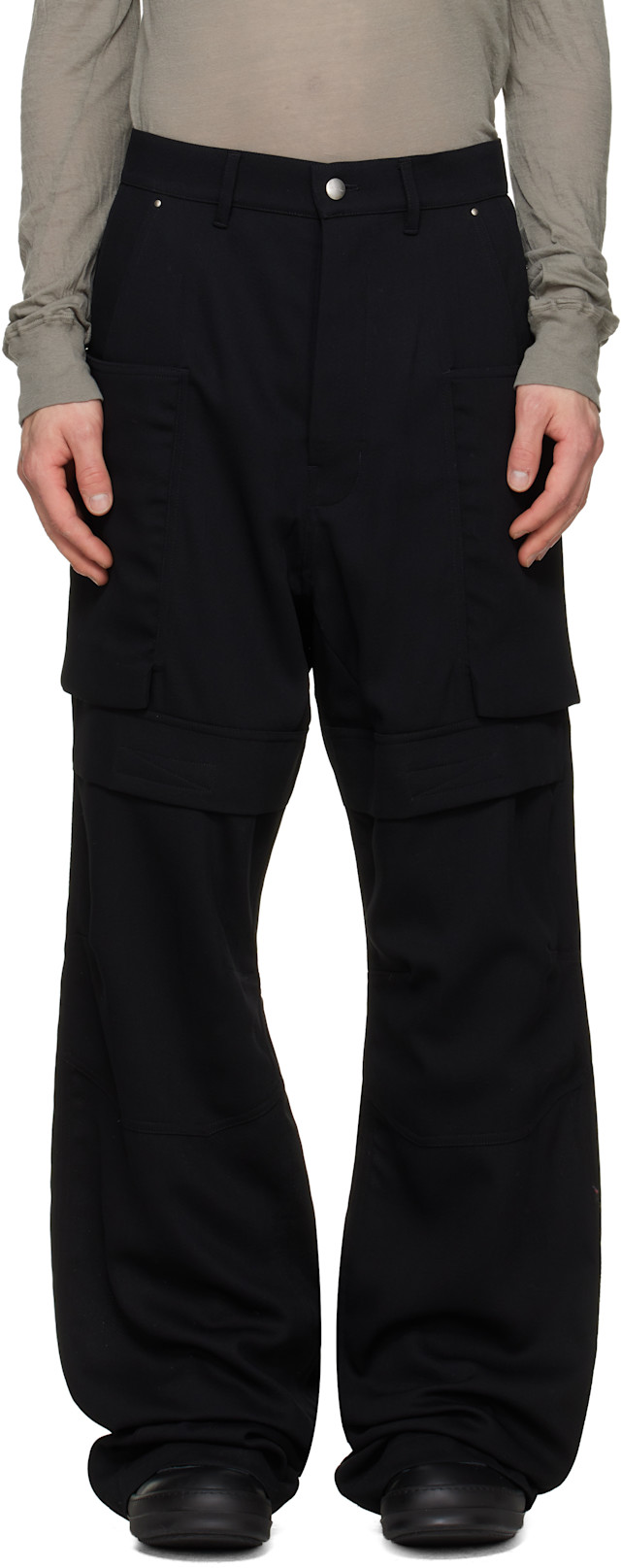 RICH OWENS ダスト カーゴパンツ 34 Rick Owens: ブラック Tower Stefan カーゴパンツ | SSENSE 日本